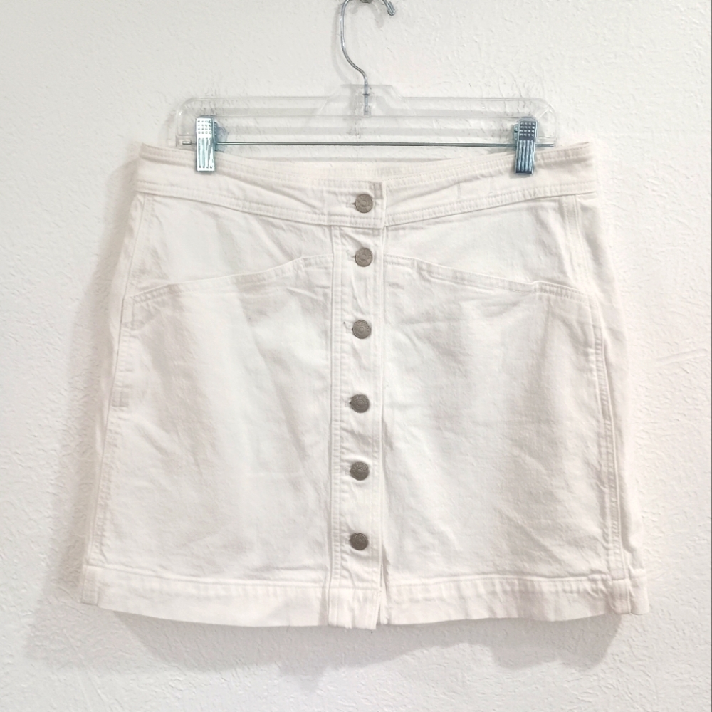 Madewell White Stretch Denim A-line Skirt
